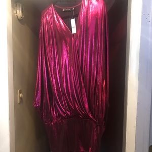 NY&C Stretch Pink Metallic Tunic Dress NWT